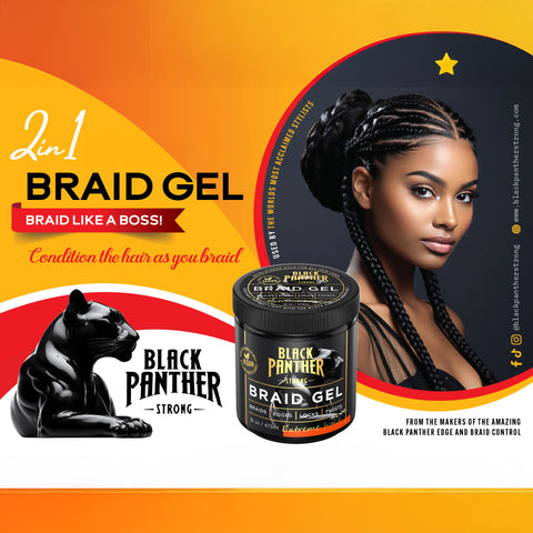 Black Panther Braid Gel Superior. Great for Stitch Braiding.