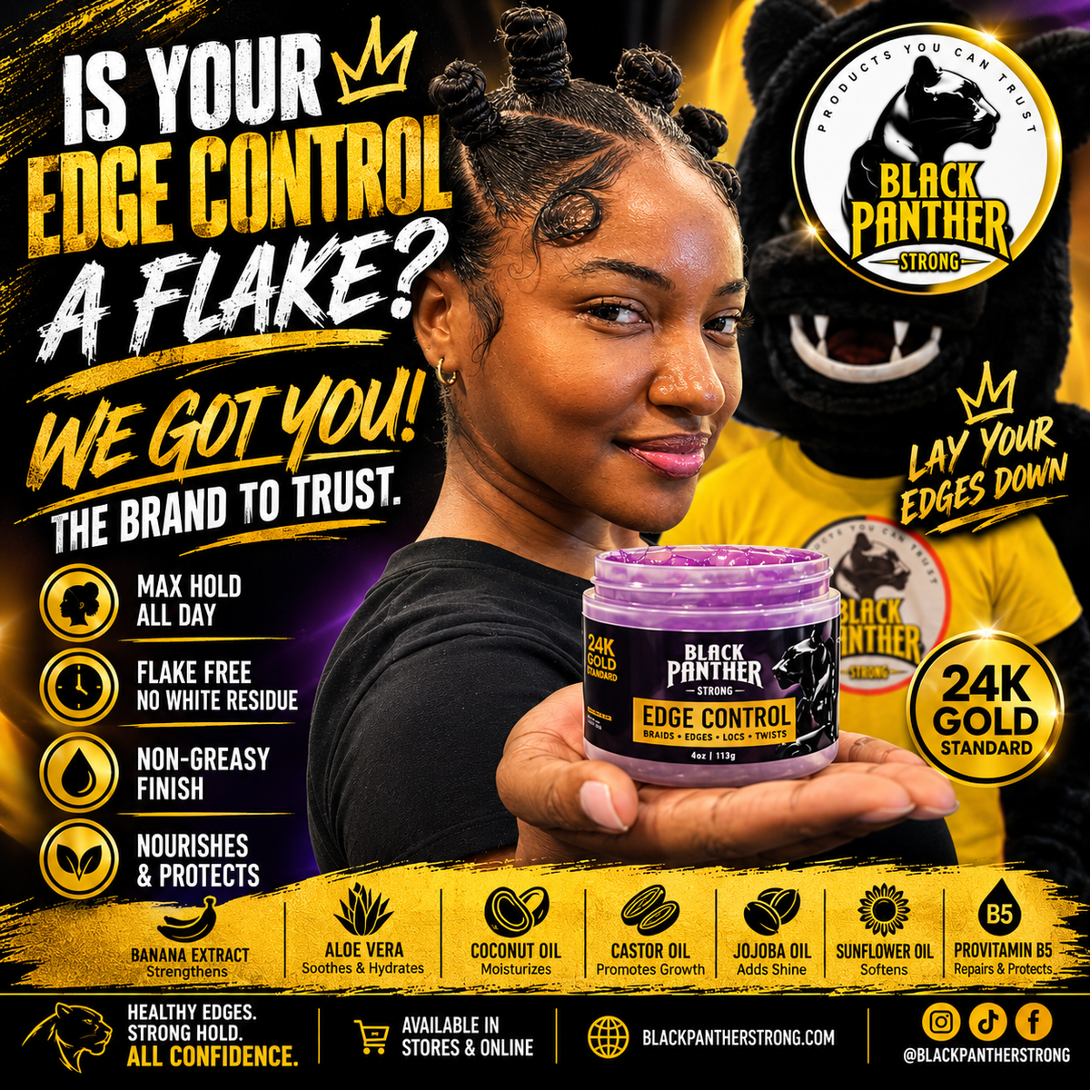 Black Panther Hair Care Kit + Gold Tote